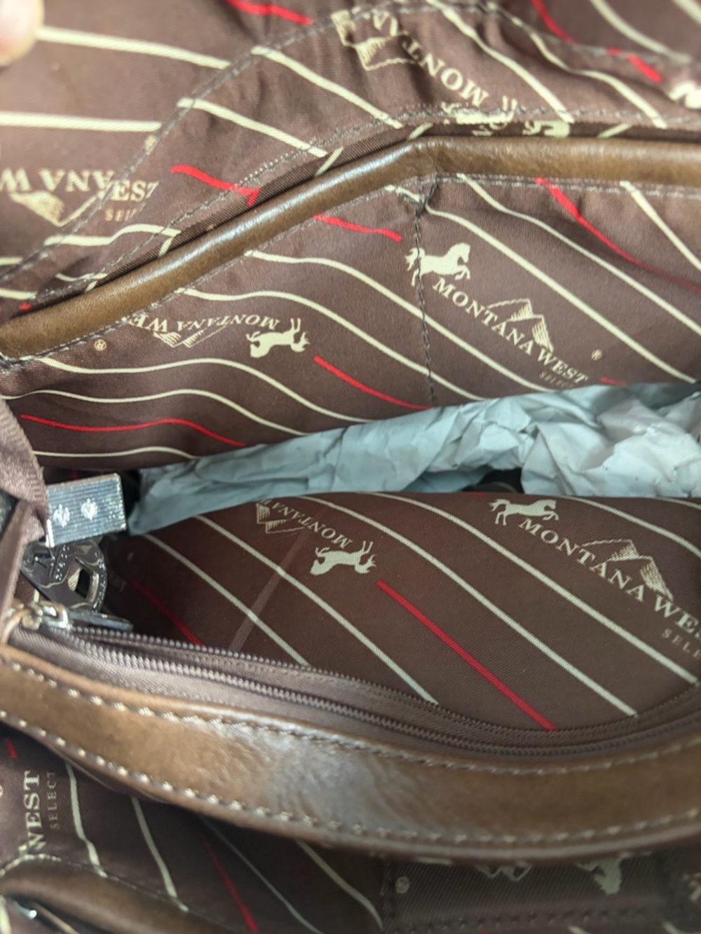 Montana West Brown Embellished Women's Shoulder Bag w/concealed compartment - Picture 7 of 16